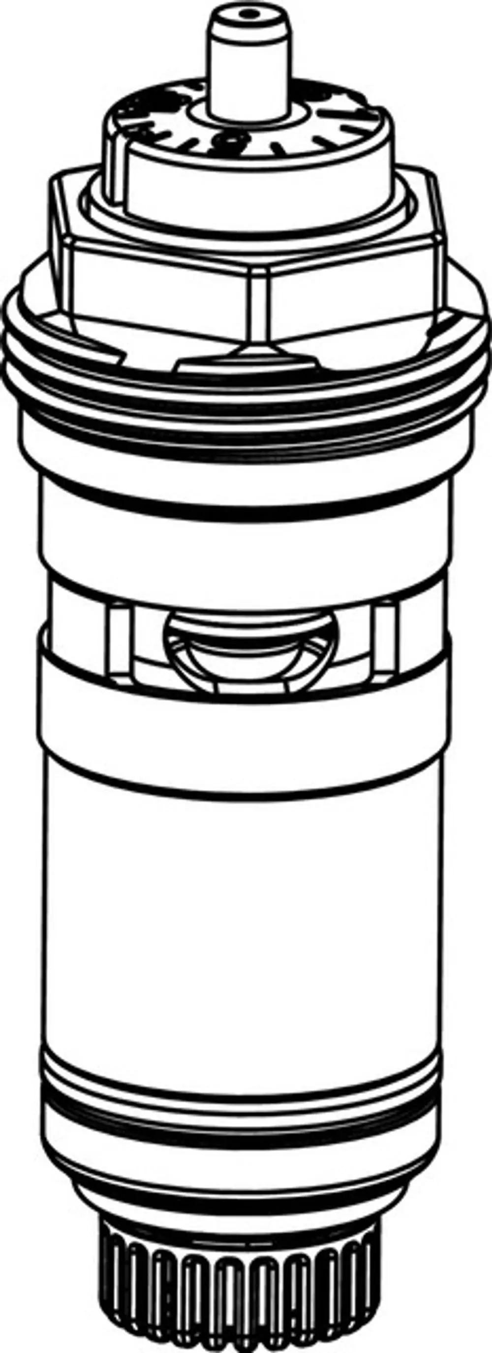 Ersatz-Oberteil mit automatischem Durchflussregler, hergestellt von IMI Hydronic Engineering. Abgebildet ist ein zylindrisches Bauteil mit Anschlussmöglichkeiten.